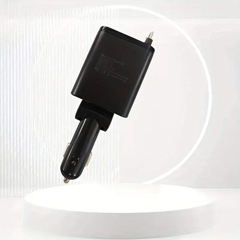 7-in-1 Car Charger with Retractable Cable and Multiple Fast-Charging Ports; LED Display for Real-Time Voltage Monitoring; Simultaneous Charging for Multiple Devices (Phones and Tablets); Say Goodbye to Cluttered Cables in You